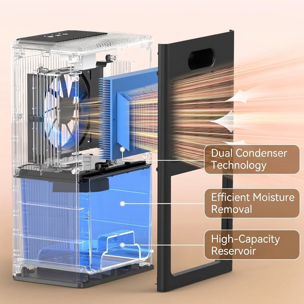 Ayuvigour 95oz Home Dehumidifier - 1000 Sq Ft, Auto Shut-Off, Black