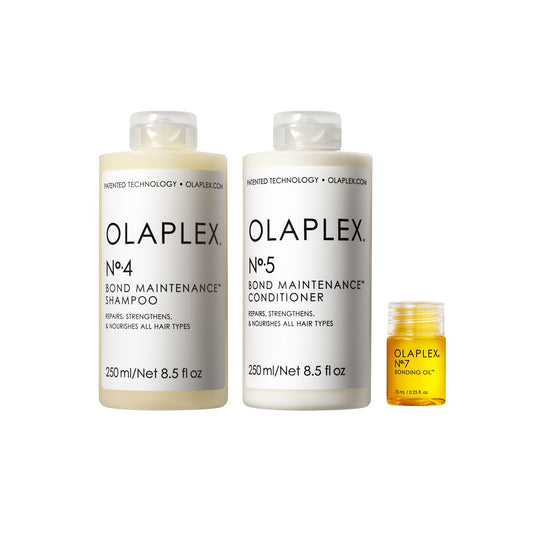 OLAPLEX Wash and Shine Hair Kit – Nº.4 Shampoo, Nº.5 Conditioner & Nº.7 Bonding Oil