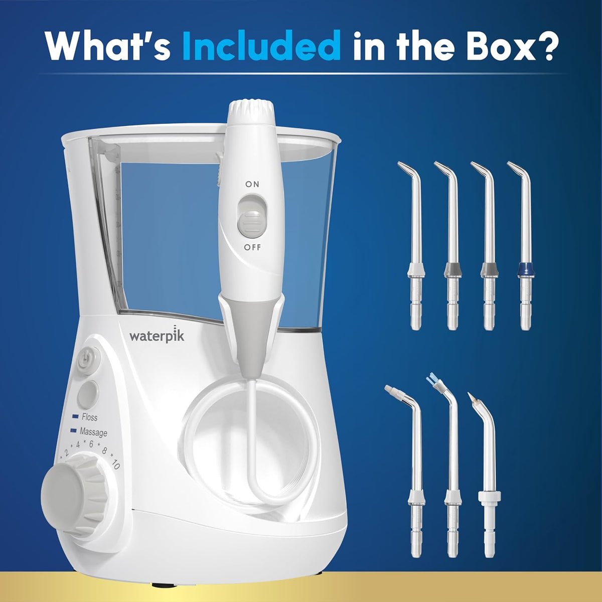 Waterpik Aquarius Water Flosser WP-660 – 10 Pressure Settings, 7 Tips, White